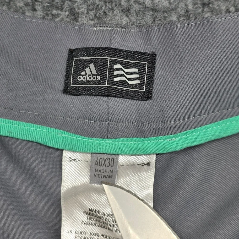 Adidas Mens Golf Pants 40x30 Gray‎ Flat Front Straight Leg Performance Stretch